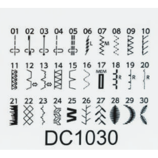 Janome Dc1030 Stitches chart