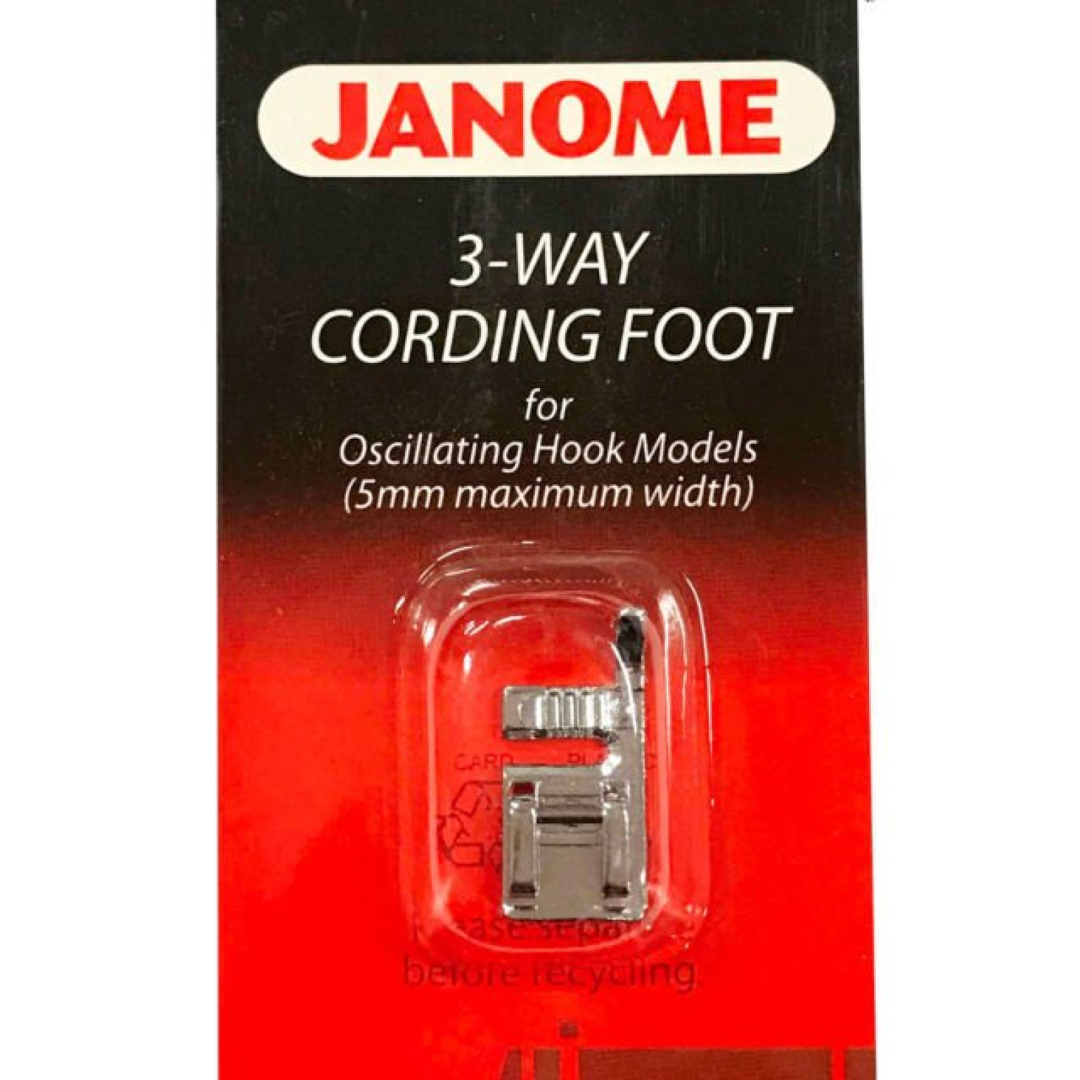 3 Way Cording Foot For Janome 5mm Machines The Sewing Machine Company