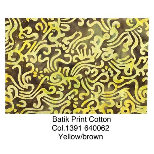 Batik Brown And Yellow Swiggles Col 1391 640062 Is 100% Quilters Cotton Material (1)