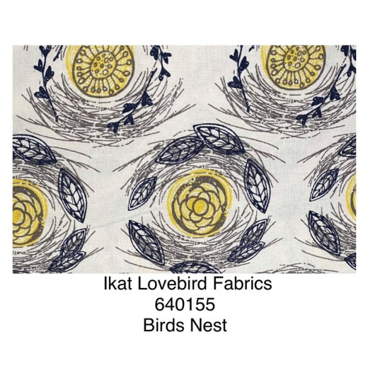 Ikat Lovebirds Fabric 640155 Birds Nest Is 100% Quilters Cotton Material (1)