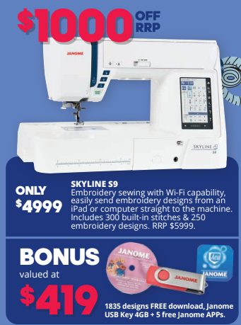 Janome Skyline S9 sewing machine | The Sewing Machine Company