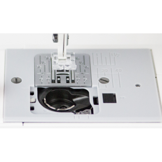 The Janome HD3000be has a Front Loading Janome Bobbin
