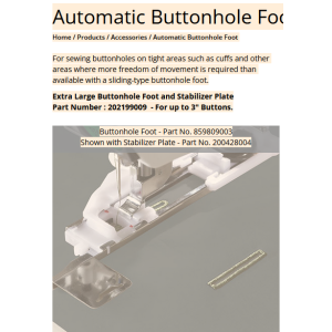 Janome 760 Jem Buttonhole Foot