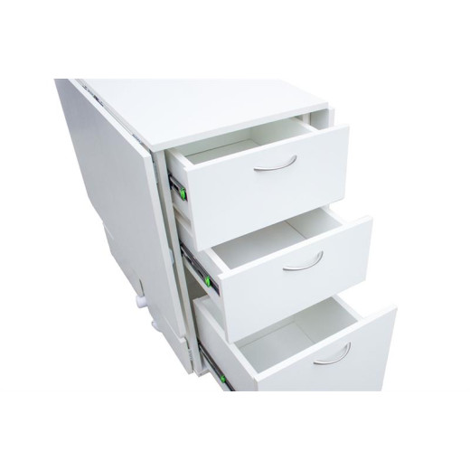 Cannington Cutting Table Three Drawers Open White